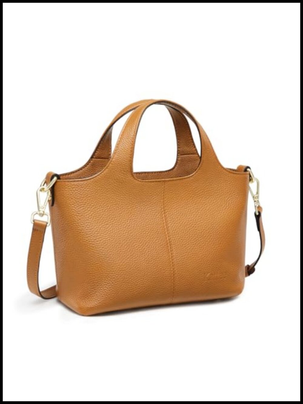 Top Grain Pebbled Cowhide Leather Crossbody Satchel with Top Handle